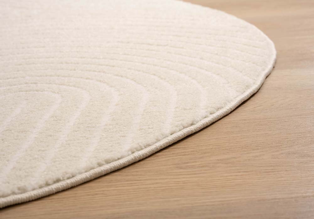 Tapis Rond scandinave - Contour Bend Crème - close up Tapis Rond scandinave - Contour Bend Crème - close up