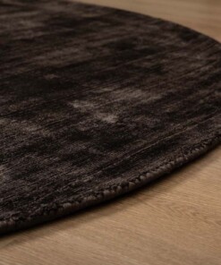 Tapis viscose rond - Glamour marron foncé - close up, thumbnail Tapis viscose rond - Glamour marron foncé - close up, thumbnail