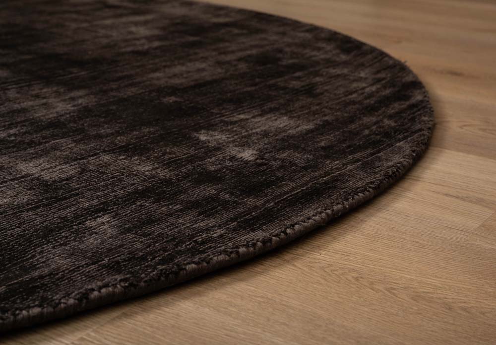 Tapis viscose rond - Glamour marron foncé - close up Tapis viscose rond - Glamour marron foncé - close up