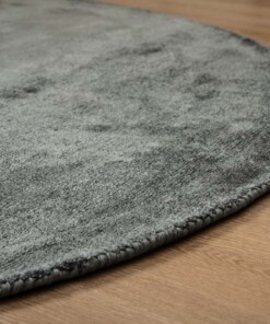 Tapis viscose rond - Glamour bleu - close up, thumbnail
