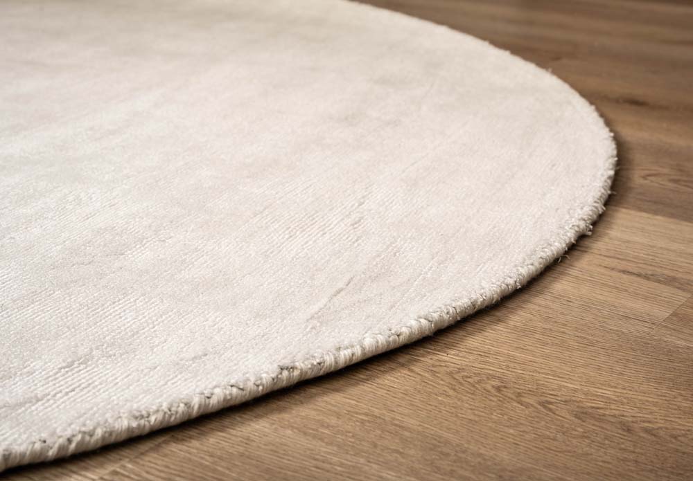 Tapis viscose rond - Glamour blanc - close up Tapis viscose rond - Glamour blanc - close up