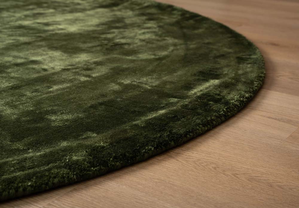 Tapis viscose rond - Pearl vert - close up Tapis viscose rond - Pearl vert - close up