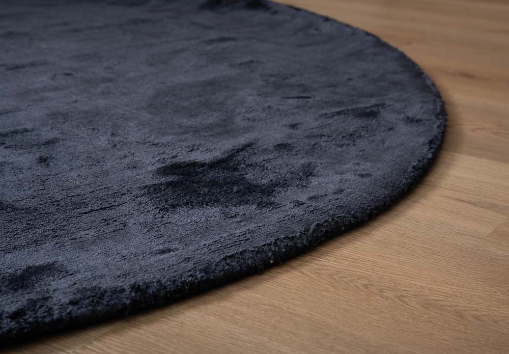 Tapis viscose rond - Pearl bleu marine - close up Tapis viscose rond - Pearl bleu marine - close up