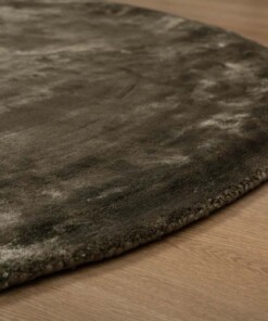 Tapis viscose rond - Pearl vert olive - close up, thumbnail Tapis viscose rond - Pearl vert olive - close up, thumbnail