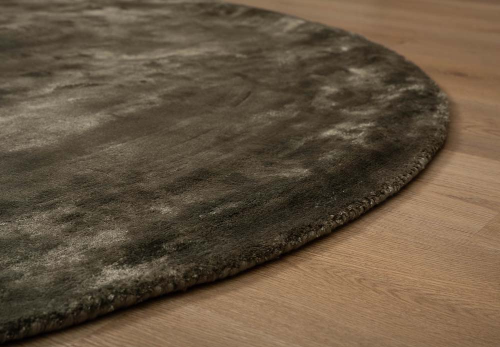 Tapis viscose rond - Pearl vert olive - close up Tapis viscose rond - Pearl vert olive - close up