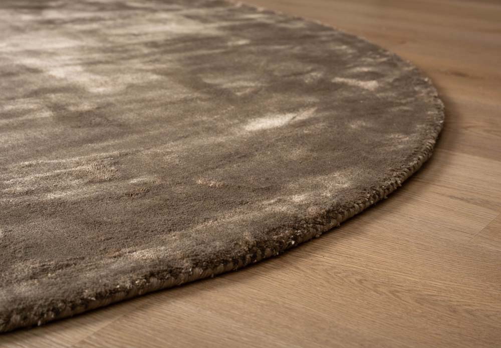 Tapis viscose rond - Pearl marron - close up Tapis viscose rond - Pearl marron - close up