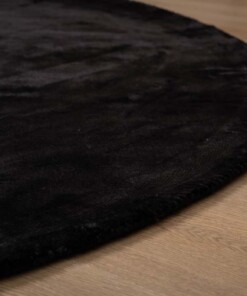 Tapis viscose rond - Pearl noir - close up, thumbnail Tapis viscose rond - Pearl noir - close up, thumbnail