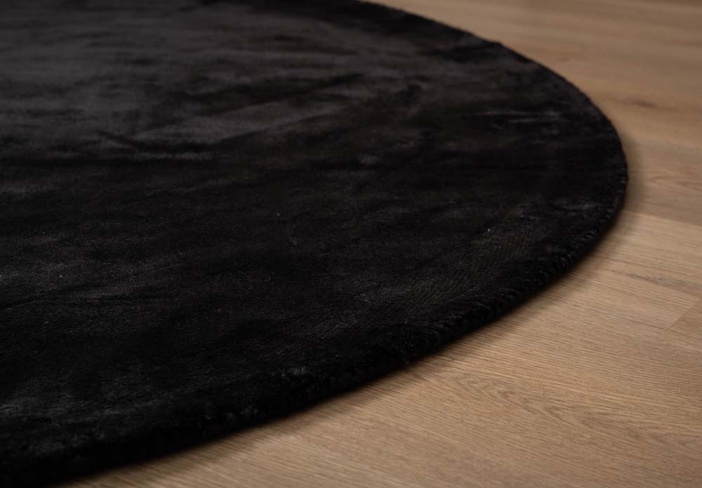 Tapis viscose rond - Pearl noir - close up Tapis viscose rond - Pearl noir - close up