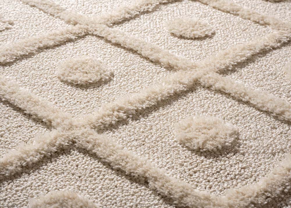 Scandinavisch vloerkleed arc diamond crème close up materiaal