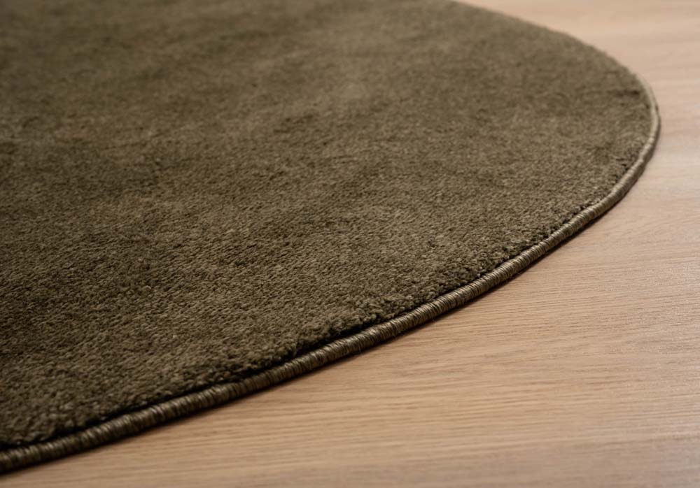 Tapis velours Rond - Flair vert olive - close up Tapis velours Rond - Flair vert olive - close up