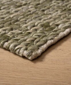 Tapis en laine - Hyssing vert olive - close up