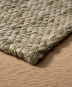 Tapis en laine - Vridning vert olive - close up, thumbnail Tapis en laine - Vridning vert olive - close up, thumbnail