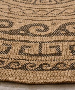 Tapis d'extérieur Rond aspect jute - Sunset Shores beige/noir - close up
