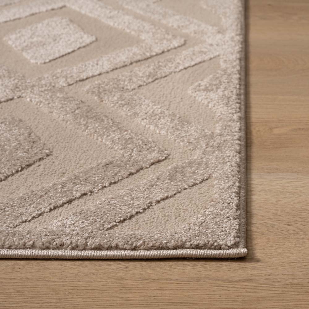 Tapis de couloir scandinave - Contour Diamond beige - close up Tapis de couloir scandinave - Contour Diamond beige - close up
