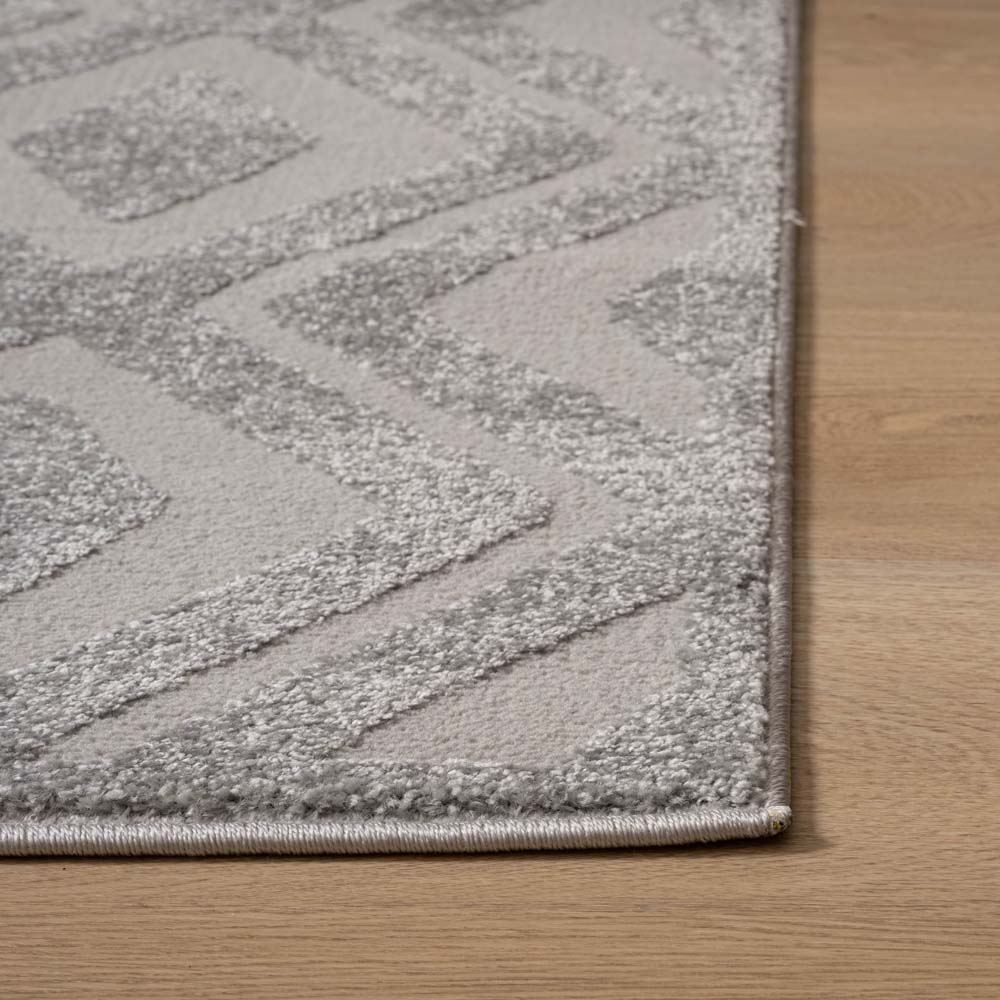 Tapis de couloir scandinave - Contour Diamond gris - close up Tapis de couloir scandinave - Contour Diamond gris - close up