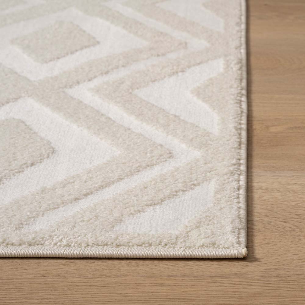Tapis de couloir scandinave - Contour Diamond crème - close up Tapis de couloir scandinave - Contour Diamond crème - close up