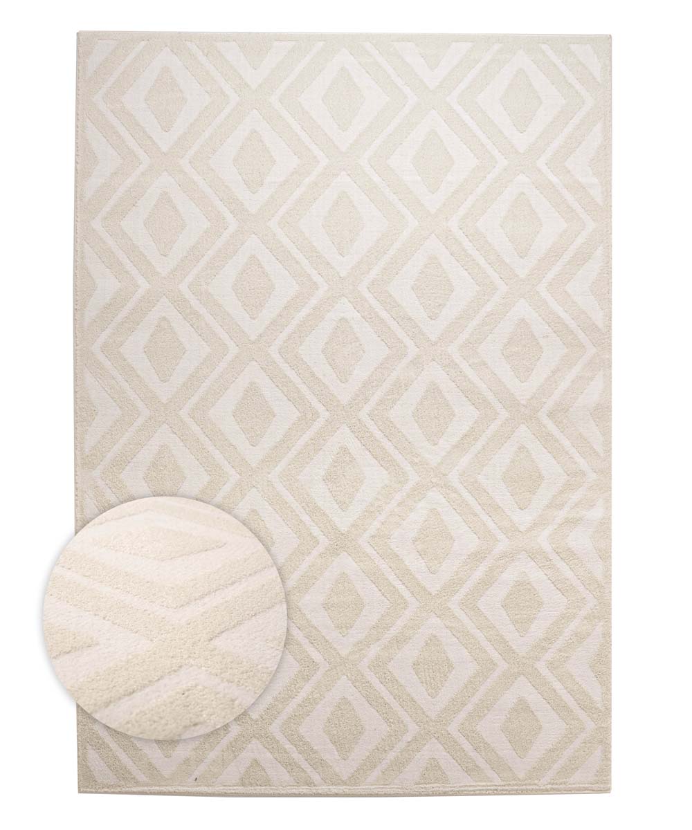 Tapis de couloir scandinave - Contour Diamond crème - overzicht Tapis de couloir scandinave - Contour Diamond crème - overzicht