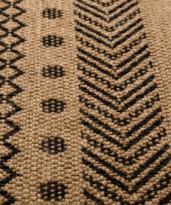 Tapis de balcon aspect jute - bohème Mandala beige/noir - close up, thumbnail Tapis de balcon aspect jute - bohème Mandala beige/noir - close up, thumbnail