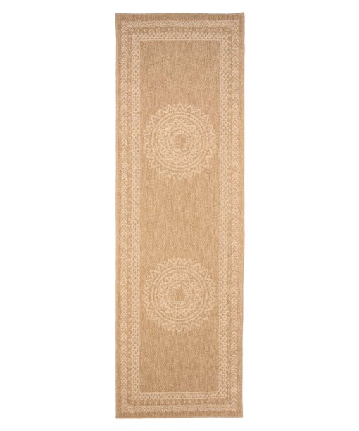 Tapis de balcon aspect jute - bohème Mandala beige/blanc - overzicht