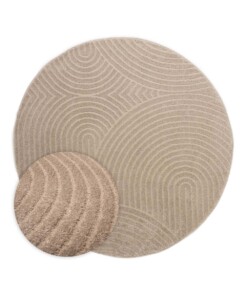 Tapis Rond scandinave - Contour Curve beige - overzicht Tapis Rond scandinave - Contour Curve beige - overzicht