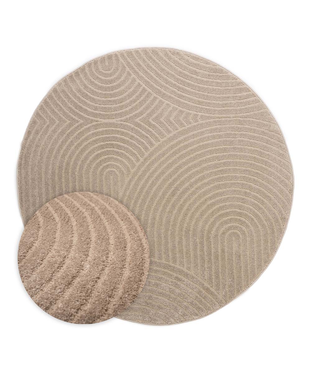 Tapis Rond scandinave - Contour Curve beige - overzicht Tapis Rond scandinave - Contour Curve beige - overzicht