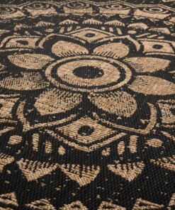 Tapis de balcon bohème - Coastal Hammock noir/beige - close up