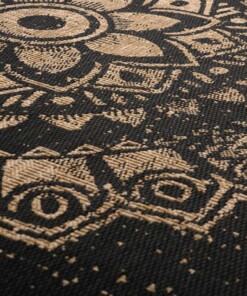 Tapis d'extérieur bohème - Coastal Hammock noir/beige - close up