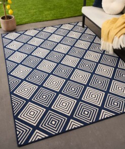 Tapis extérieur losanges - Flip Gem bleu foncé