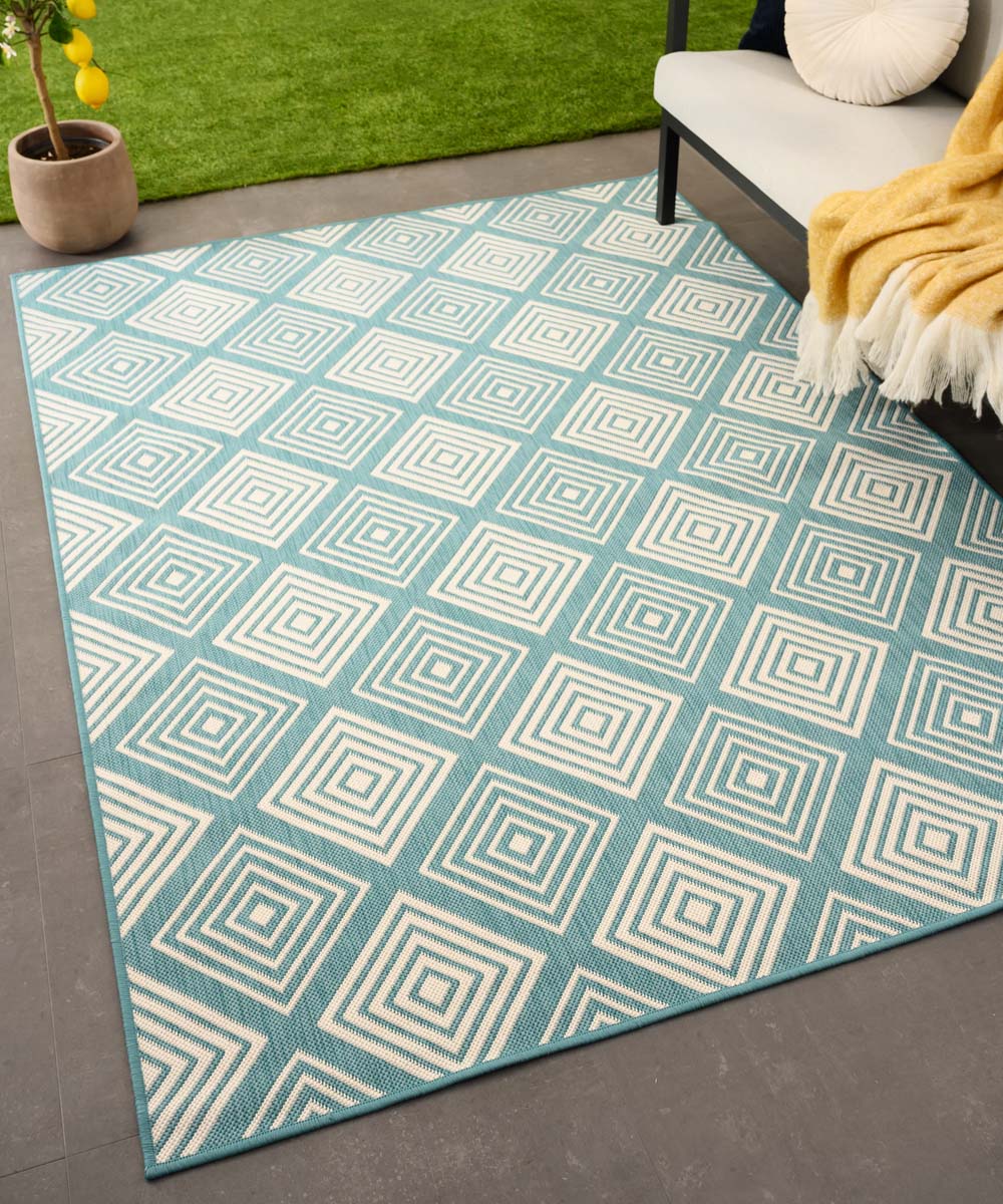 Tapis extérieur losanges - Flip Gem turquoise Tapis extérieur losanges - Flip Gem turquoise