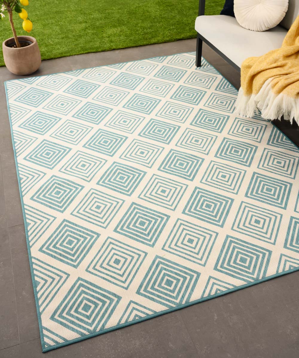 Tapis extérieur losanges - Flip Gem turquoise Tapis extérieur losanges - Flip Gem turquoise