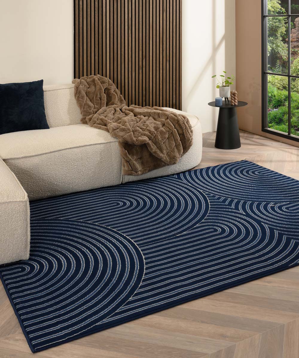Tapis japandi - Ease Akira bleu foncé Tapis japandi - Ease Akira bleu foncé