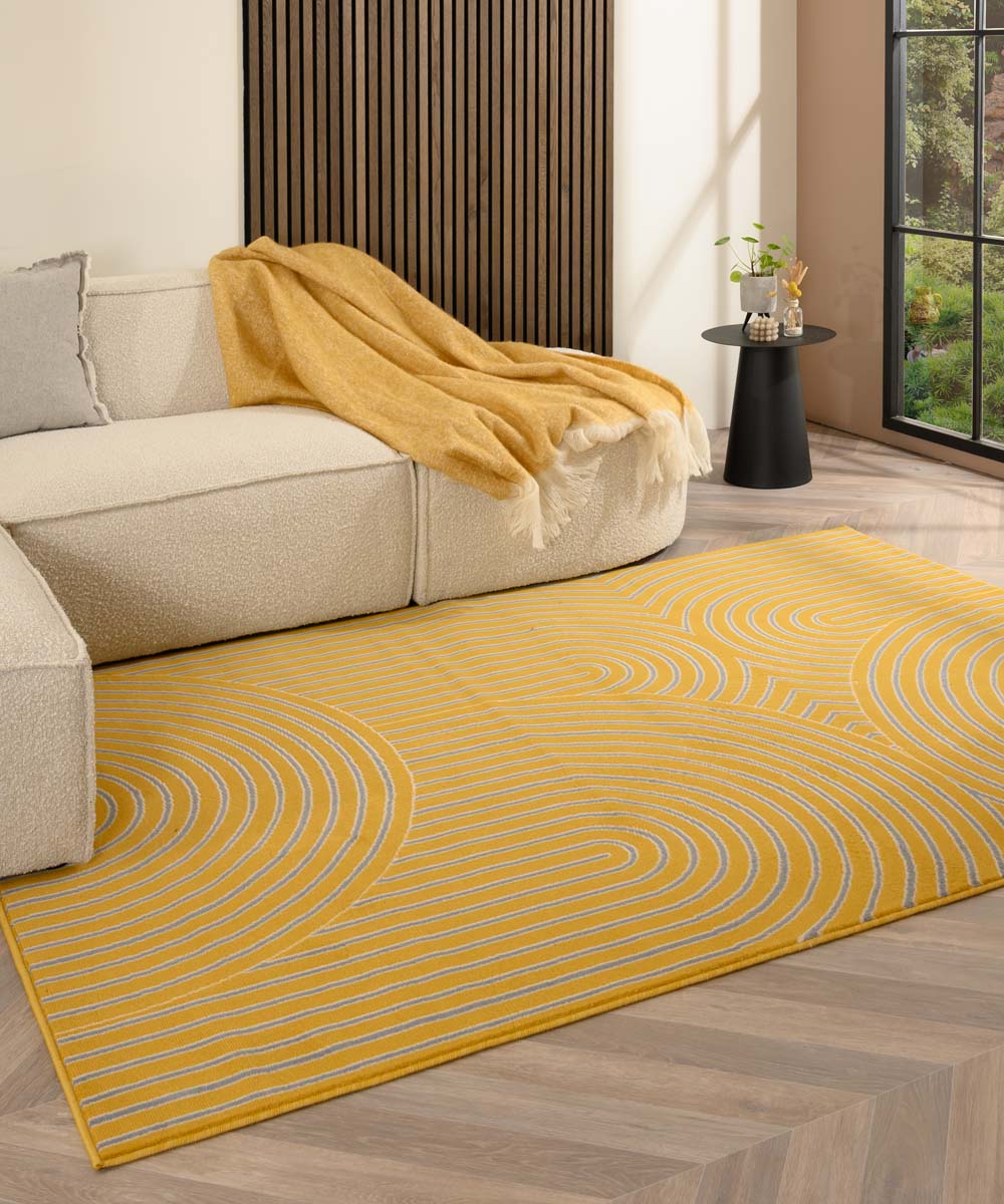 Tapis japandi - Ease Akira jaune ocre