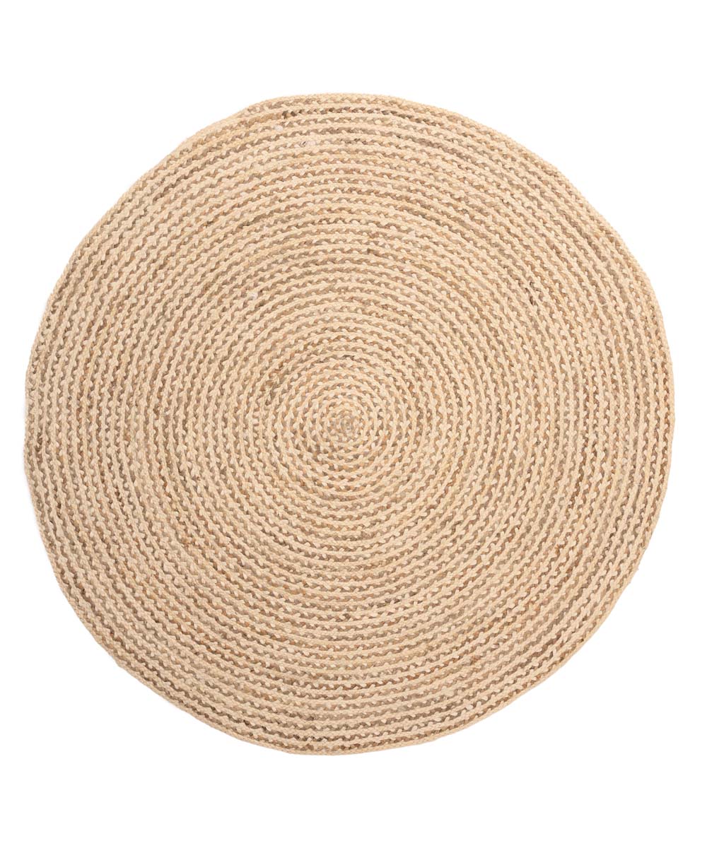 Tapis jute tressé Rond - blanc/naturel - overzicht Tapis jute tressé Rond - blanc/naturel - overzicht