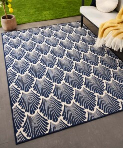 Tapis extérieur moderne - Flip Scale bleu foncé
