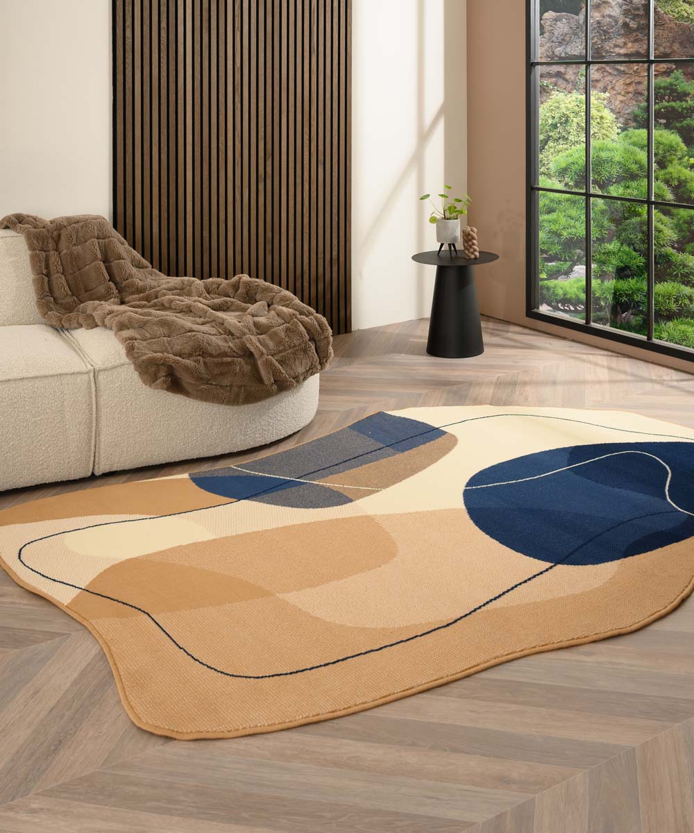 Tapis forme organique - Ease Stone bleu Tapis forme organique - Ease Stone bleu