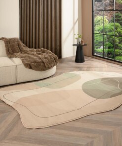 Tapis forme organique - Ease Stone vert tendre