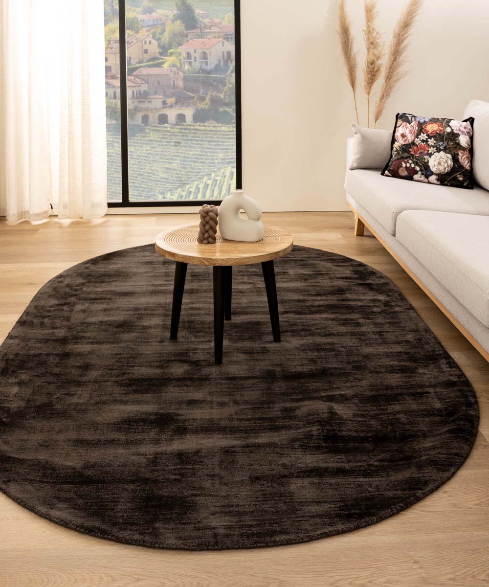 Tapis viscose ovale - Glamour marron foncé - sfeer Tapis viscose ovale - Glamour marron foncé - sfeer