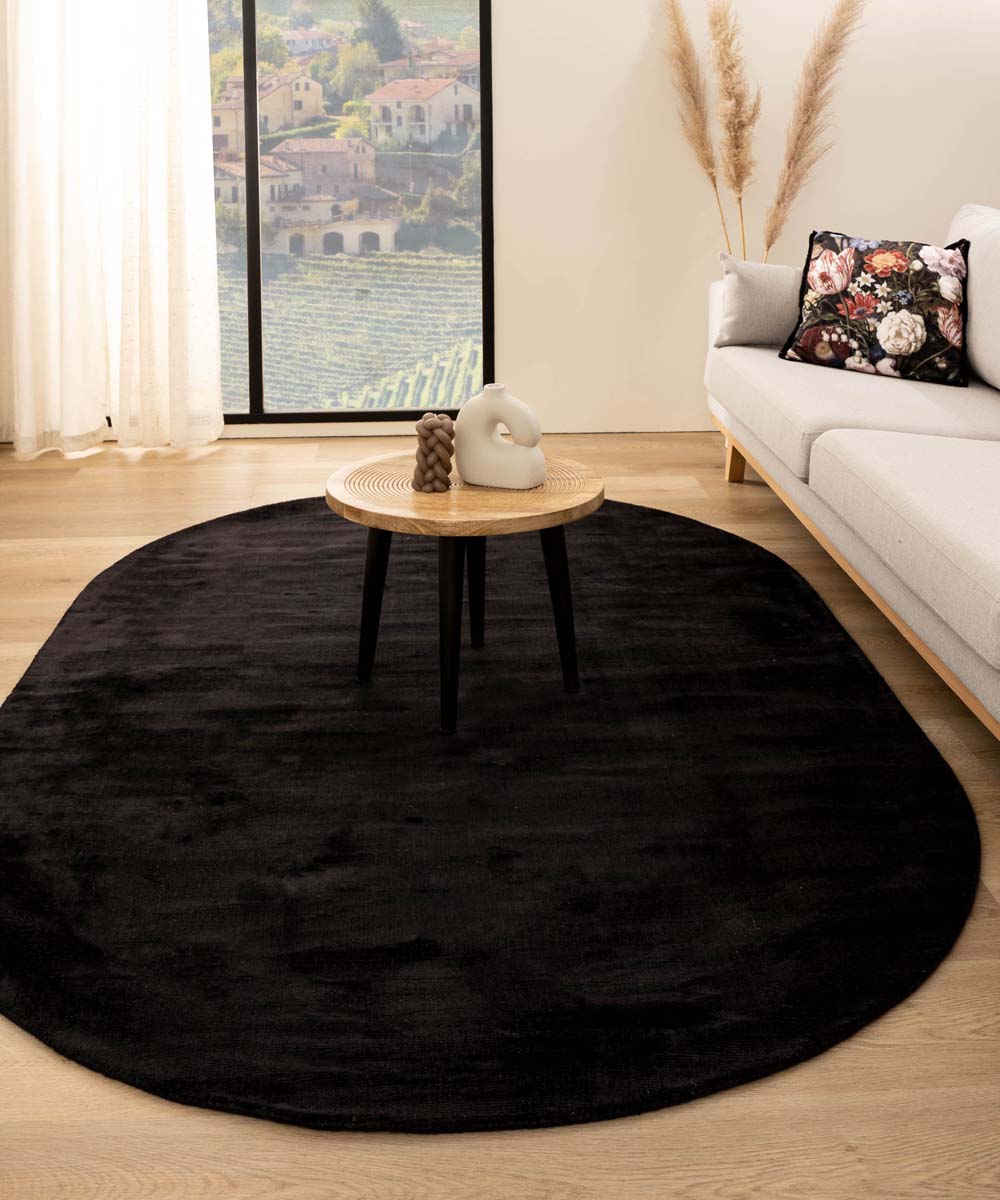Tapis viscose ovale - Glamour noir - sfeer Tapis viscose ovale - Glamour noir - sfeer