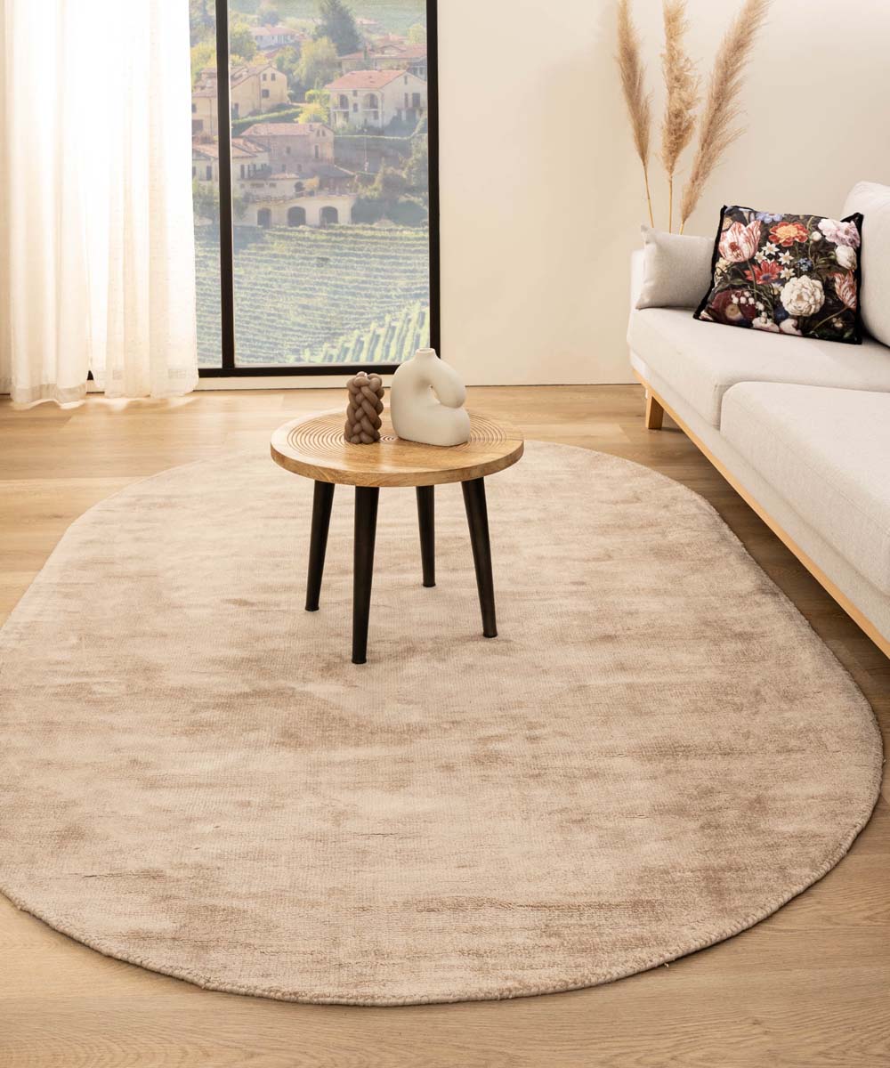 Tapis viscose ovale - Glamour beige - sfeer Tapis viscose ovale - Glamour beige - sfeer