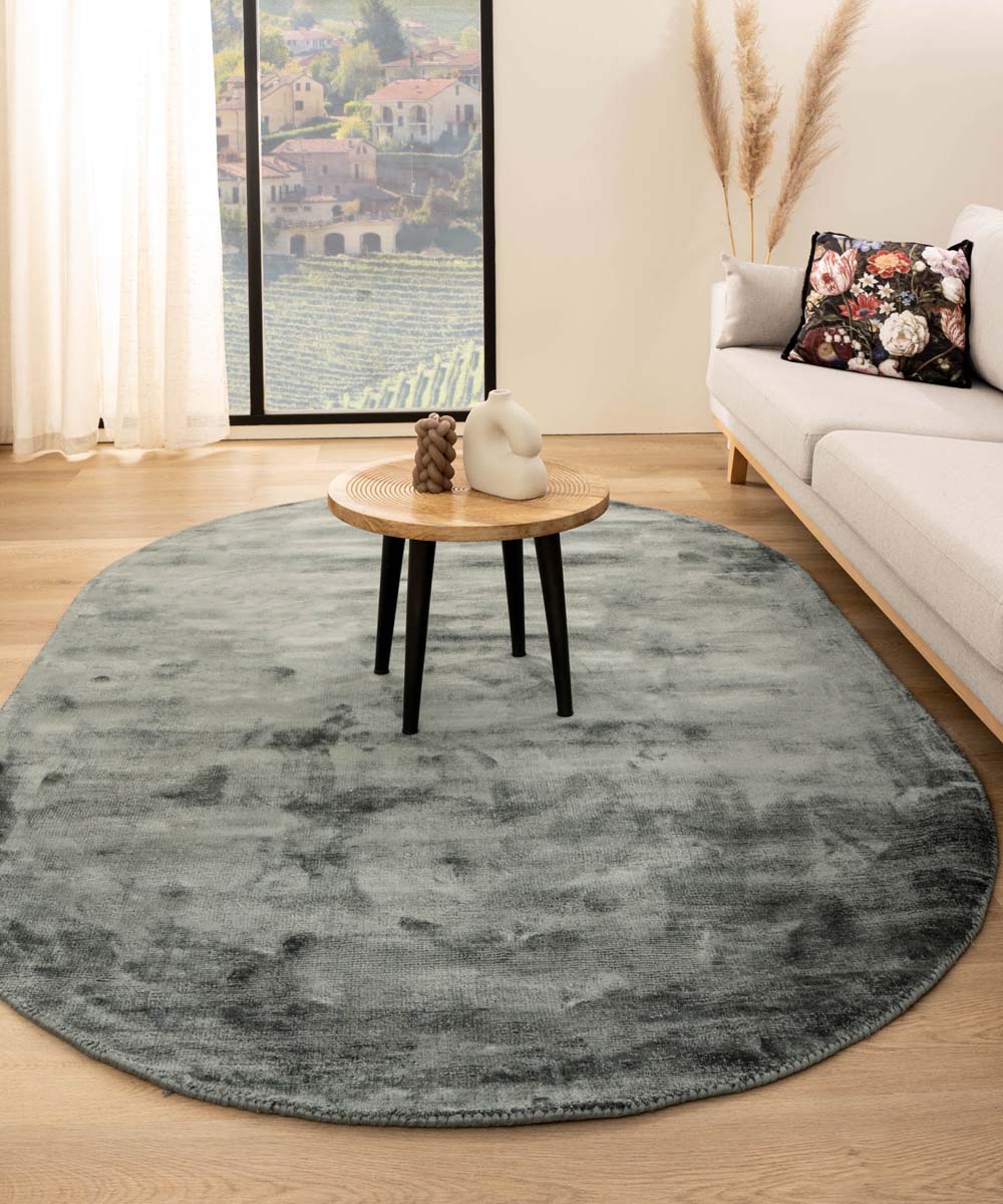 Tapis viscose ovale - Glamour bleu - sfeer Tapis viscose ovale - Glamour bleu - sfeer