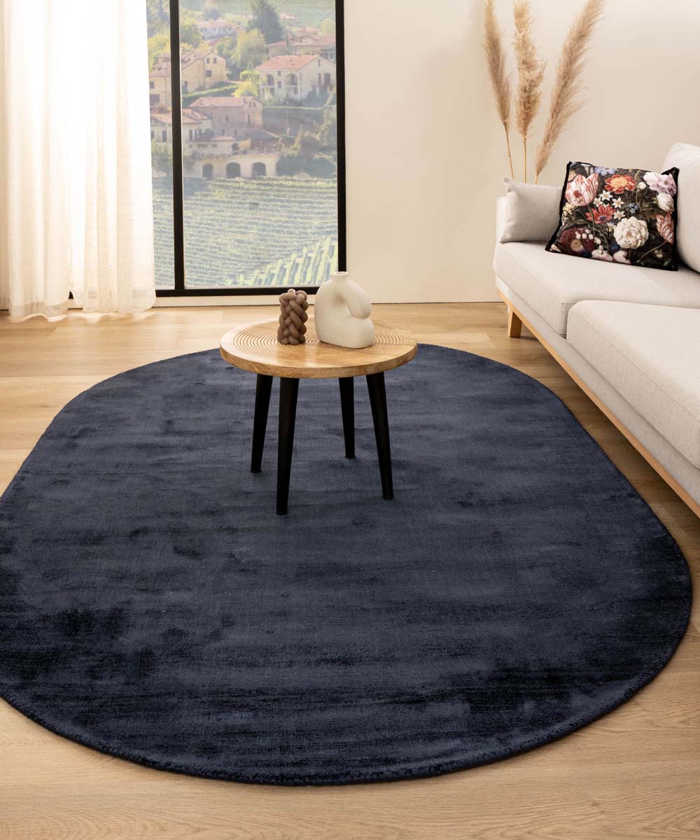 Tapis viscose ovale - Glamour bleu marine - sfeer Tapis viscose ovale - Glamour bleu marine - sfeer