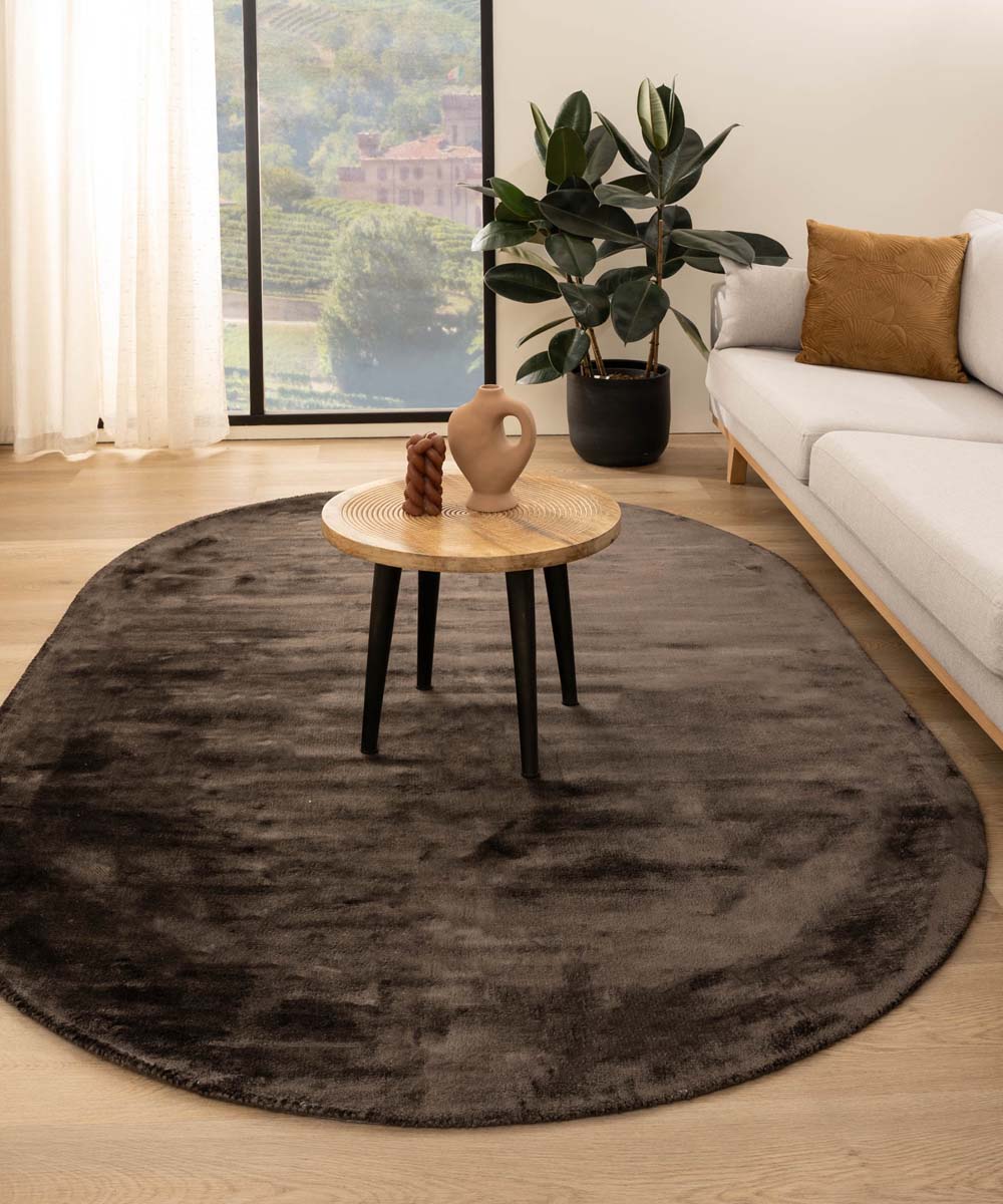 Tapis viscose ovale - Pearl marron foncé - sfeer