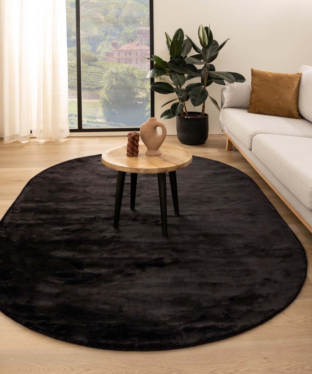Tapis viscose ovale - Pearl noir - sfeer Tapis viscose ovale - Pearl noir - sfeer