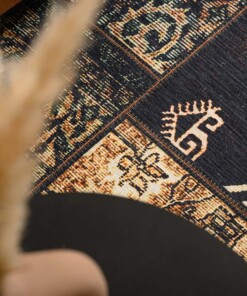 Tapis patchwork - Fade No.1 vert olive - close up, thumbnail Tapis patchwork - Fade No.1 vert olive - close up, thumbnail