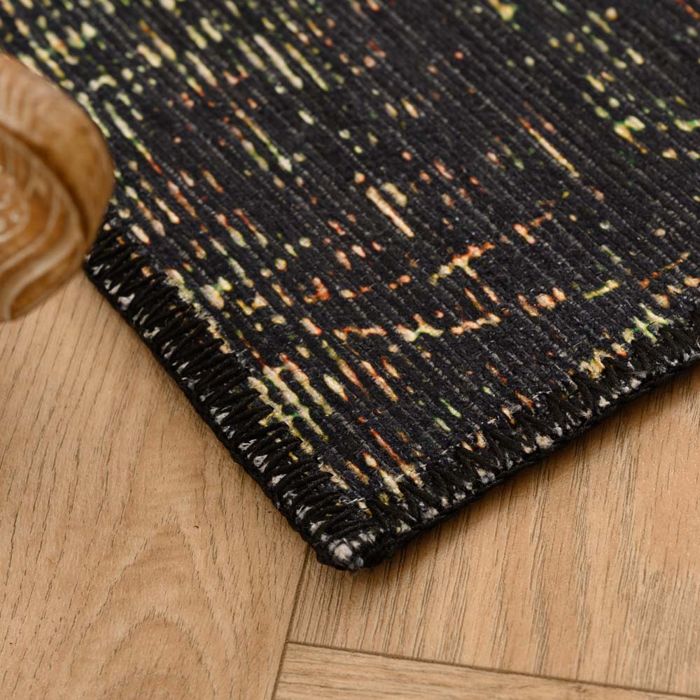 Tapis patchwork - Fade No.1 vert olive - close up Tapis patchwork - Fade No.1 vert olive - close up