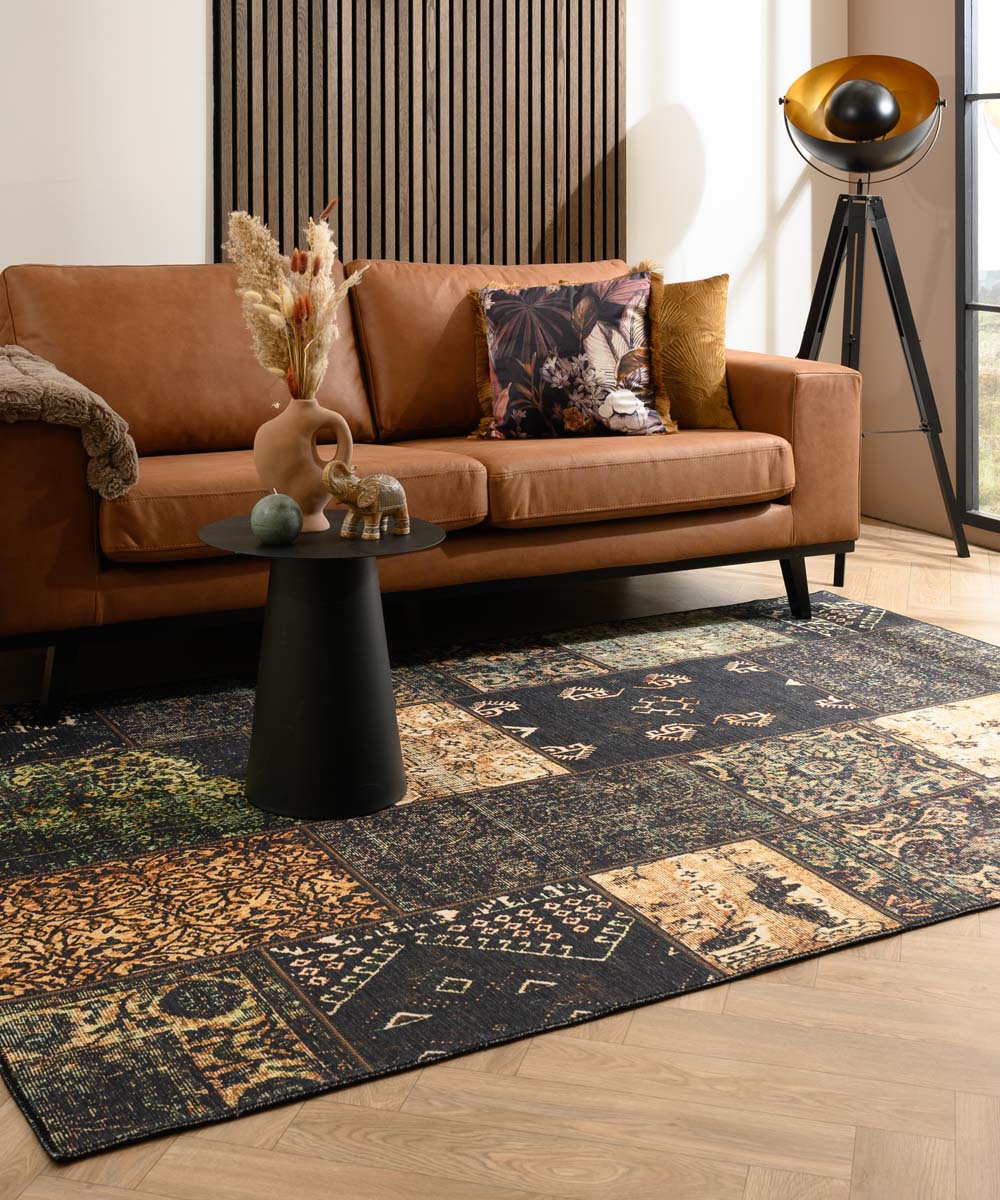 Tapis patchwork - Fade No.1 vert olive - sfeer Tapis patchwork - Fade No.1 vert olive - sfeer