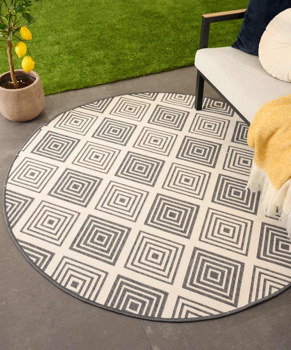 Tapis extérieur rond losanges - Flip Gem gris Tapis extérieur rond losanges - Flip Gem gris