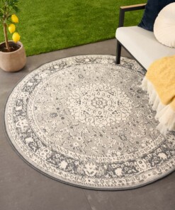 Tapis extérieur rond vintage - Flip Agnes gris