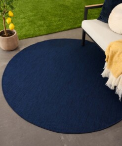Tapis extérieur rond uni - Flip bleu foncé