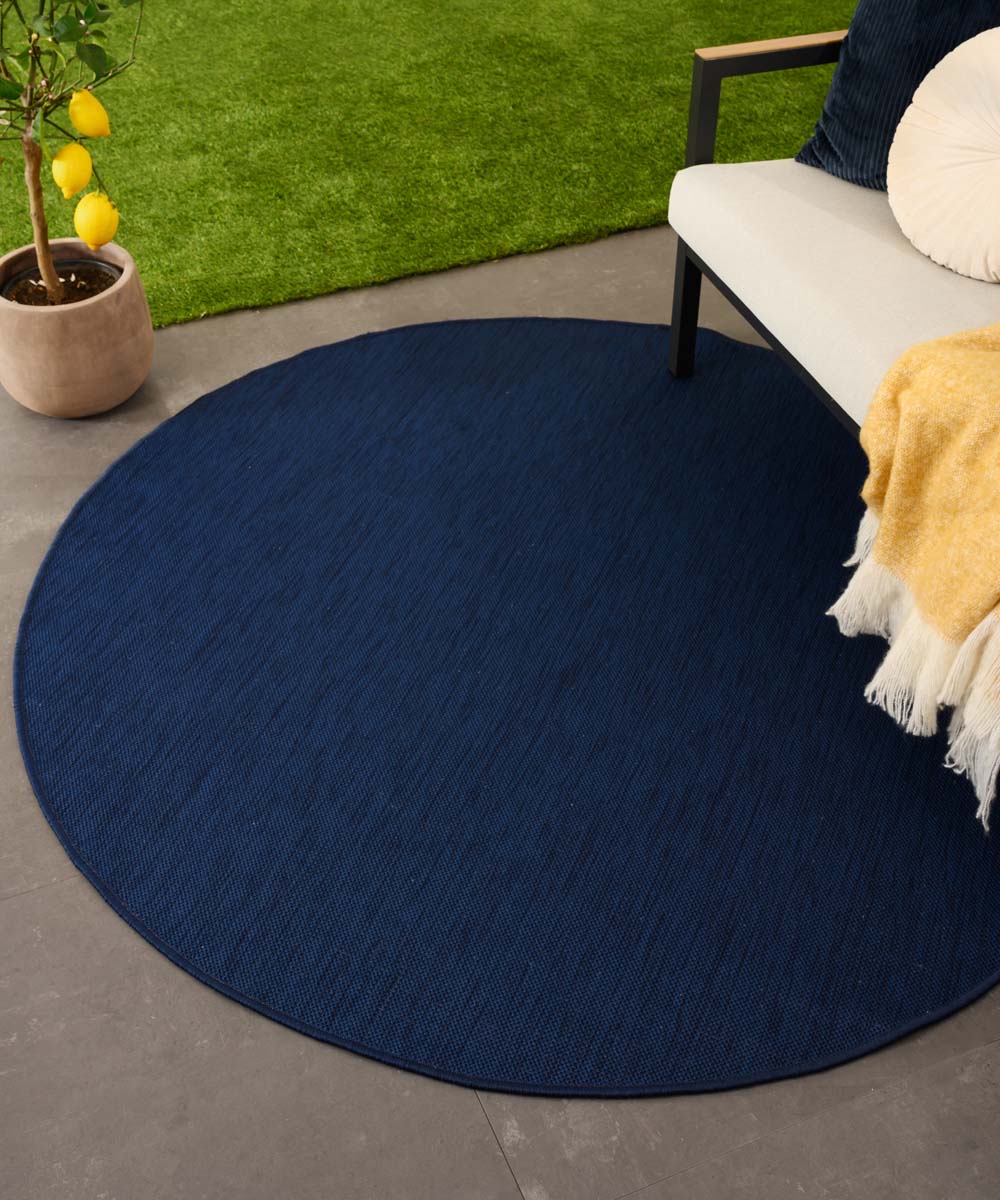 Tapis extérieur rond uni - Flip bleu foncé Tapis extérieur rond uni - Flip bleu foncé